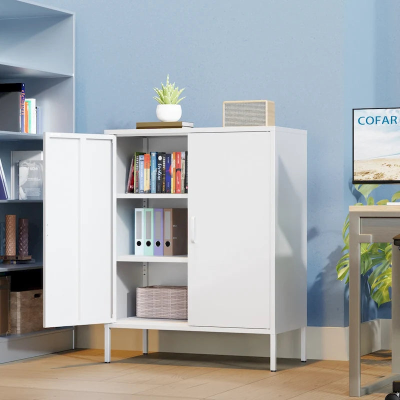 40 Inches High Metal Storage Locker, Comes With 2 Doors And Suitable For Homes, Offices And Coffee Bars