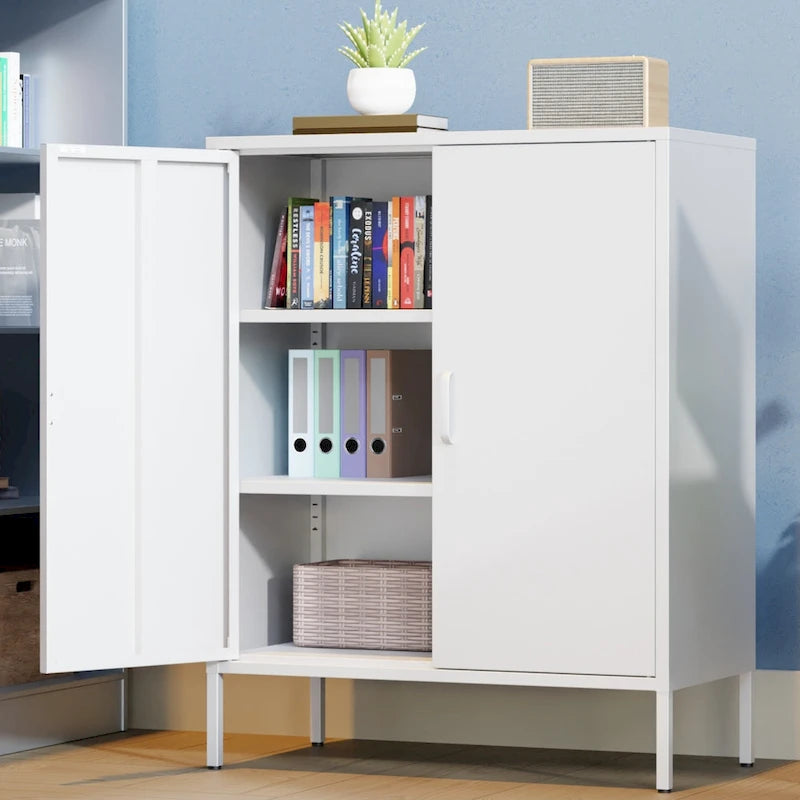 40 Inches High Metal Storage Locker, Comes With 2 Doors And Suitable For Homes, Offices And Coffee Bars