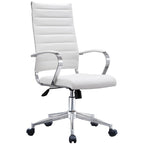 Modern High Back Tall Ribbed Office PU Leather Swivel Tilt Adjustable Cushion Chair Designer Boss Executive