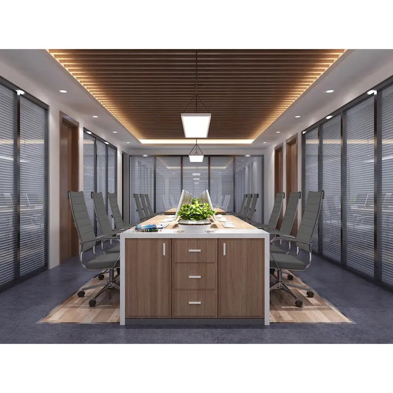 Modern High Back Tall Ribbed Office PU Leather Swivel Tilt Adjustable Cushion Chair Designer Boss Executive