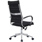 Modern High Back Tall Ribbed Office PU Leather Swivel Tilt Adjustable Cushion Chair Designer Boss Executive