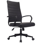 Modern High Back Tall Ribbed Office PU Leather Swivel Tilt Adjustable Cushion Chair Designer Boss Executive