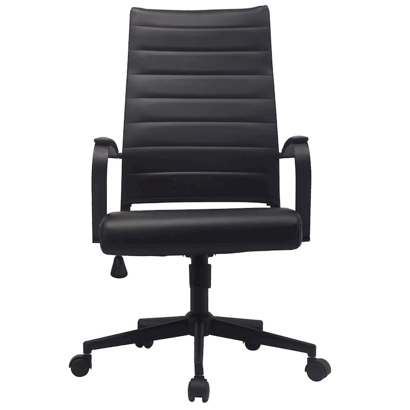 Modern High Back Tall Ribbed Office PU Leather Swivel Tilt Adjustable Cushion Chair Designer Boss Executive