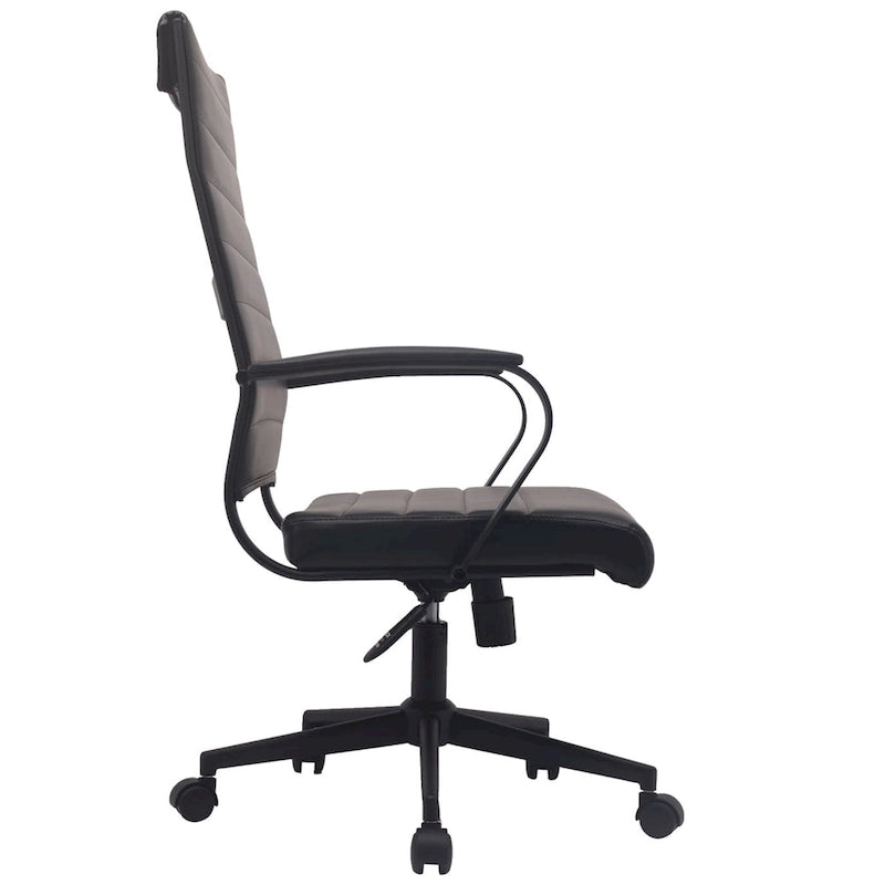 Modern High Back Tall Ribbed Office PU Leather Swivel Tilt Adjustable Cushion Chair Designer Boss Executive