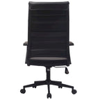 Modern High Back Tall Ribbed Office PU Leather Swivel Tilt Adjustable Cushion Chair Designer Boss Executive