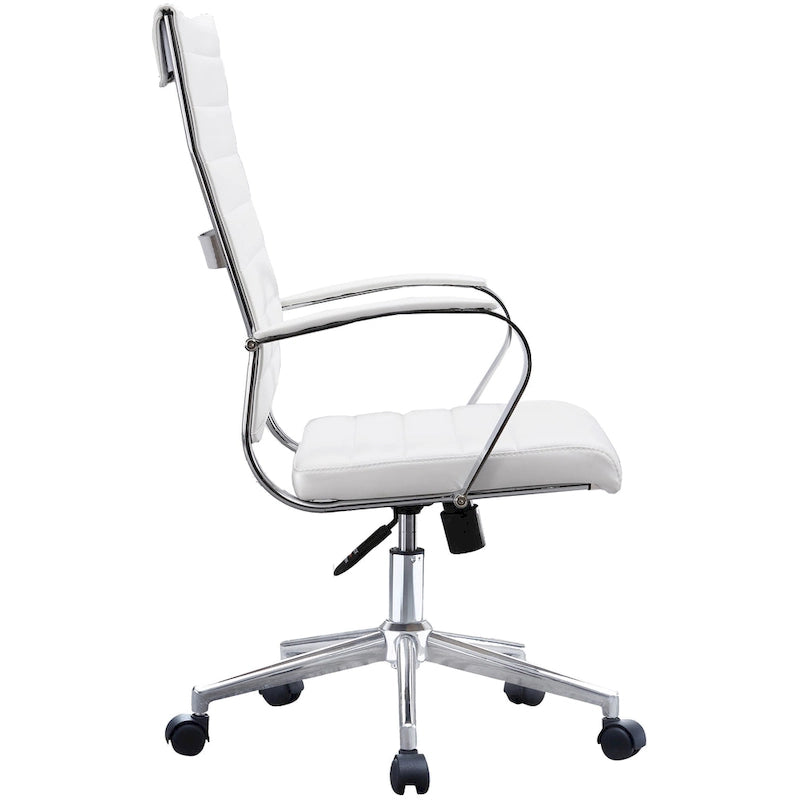 Modern High Back Tall Ribbed Office PU Leather Swivel Tilt Adjustable Cushion Chair Designer Boss Executive