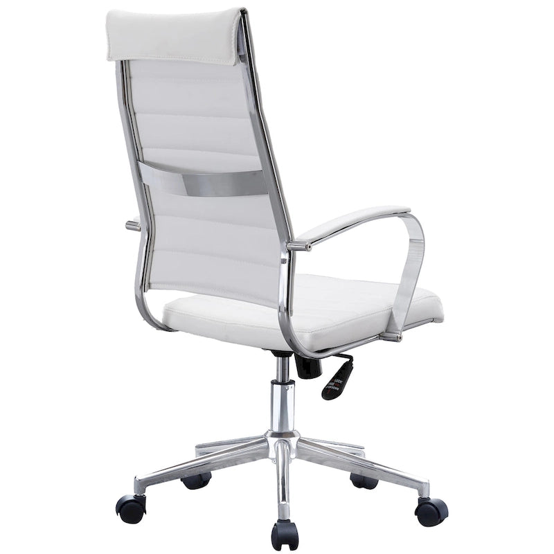 Modern High Back Tall Ribbed Office PU Leather Swivel Tilt Adjustable Cushion Chair Designer Boss Executive