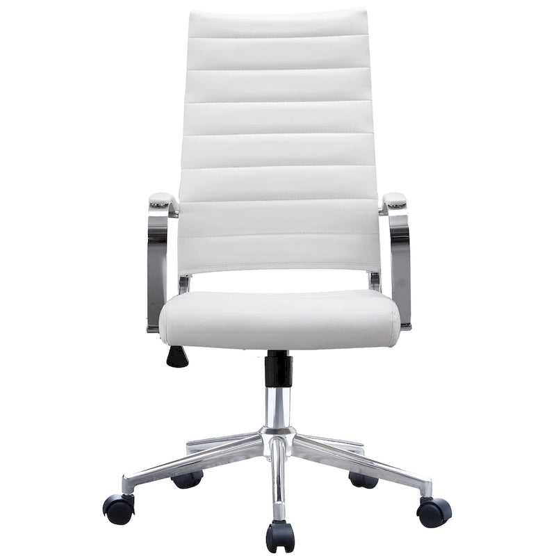 Modern High Back Tall Ribbed Office PU Leather Swivel Tilt Adjustable Cushion Chair Designer Boss Executive