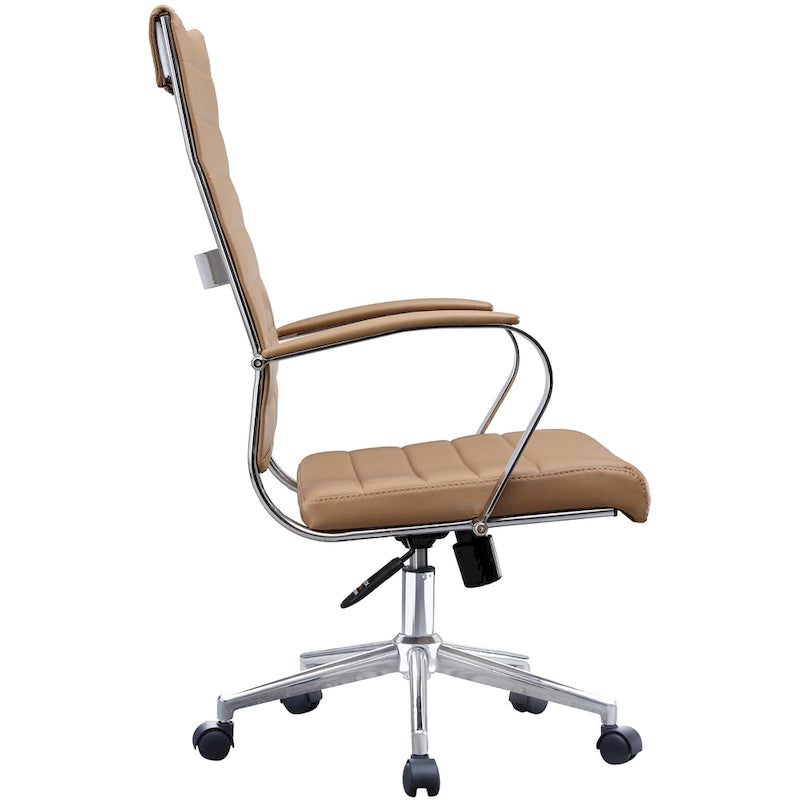 Modern High Back Tall Ribbed Office PU Leather Swivel Tilt Adjustable Cushion Chair Designer Boss Executive