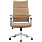 Modern High Back Tall Ribbed Office PU Leather Swivel Tilt Adjustable Cushion Chair Designer Boss Executive
