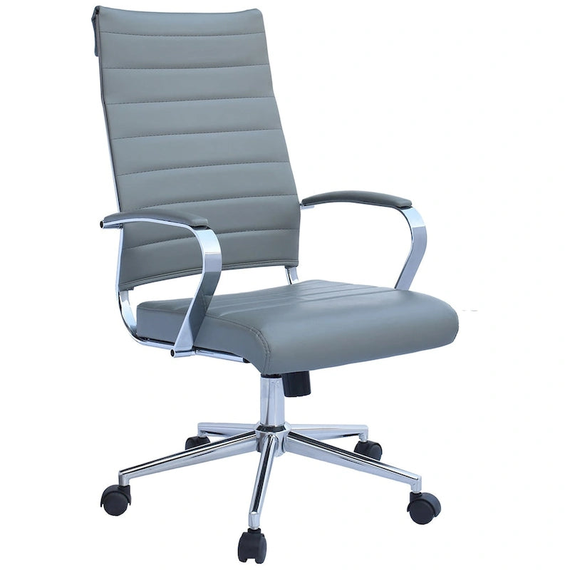 Modern High Back Tall Ribbed Office PU Leather Swivel Tilt Adjustable Cushion Chair Designer Boss Executive