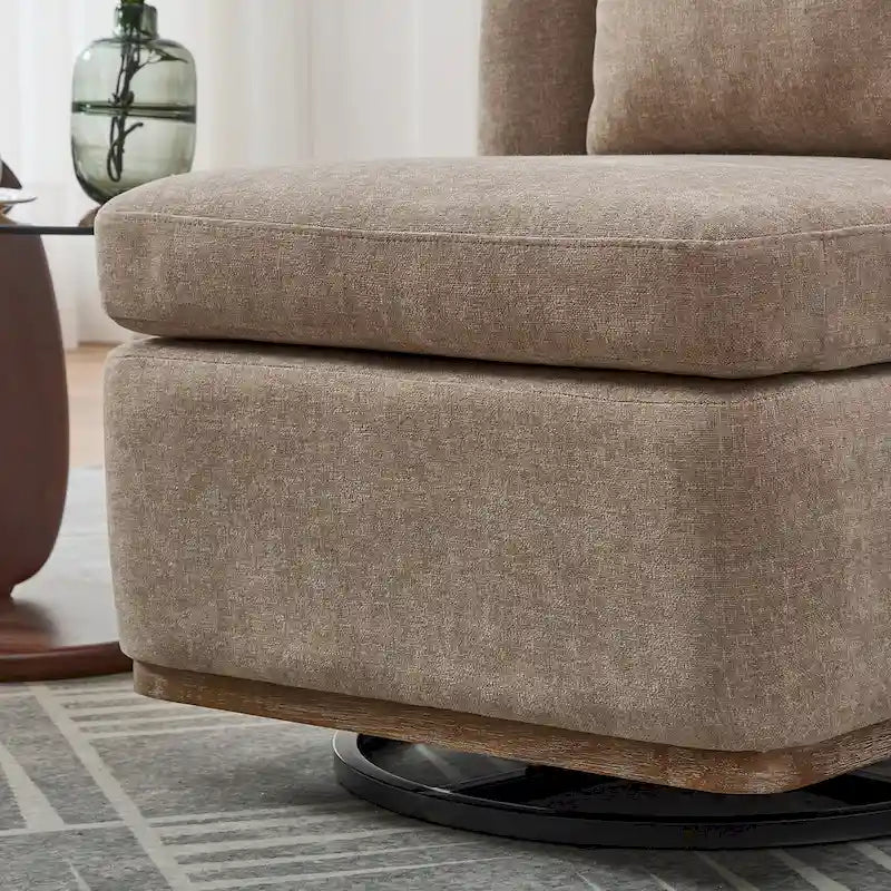 25  Seat Wide Chenille Office Accent Chair with 360 Swivel Metal Base