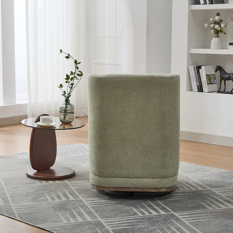 25  Seat Wide Chenille Office Accent Chair with 360 Swivel Metal Base