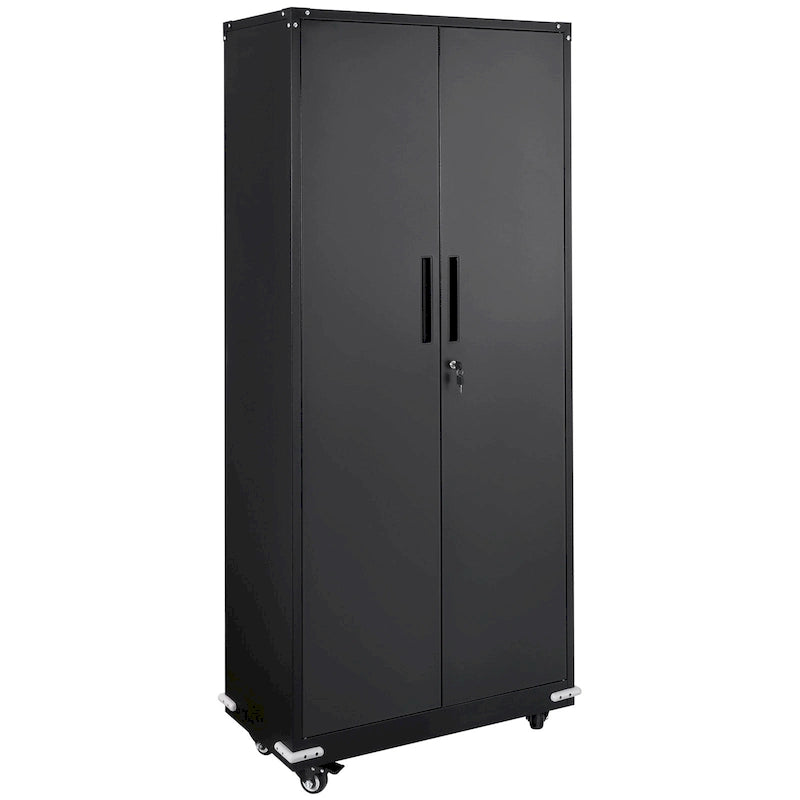 75 Inch Locking Metal Storage Cabinet with 4 Adjustable Shelves and 2 Magnetic Doors