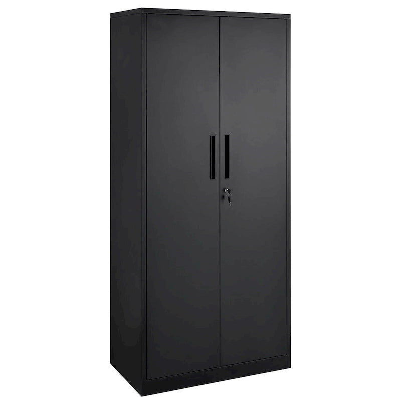 75 Inch Locking Metal Storage Cabinet with 4 Adjustable Shelves and 2 Magnetic Doors