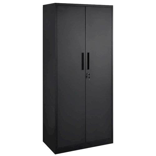 75 Inch Locking Metal Storage Cabinet with 4 Adjustable Shelves and 2 Magnetic Doors