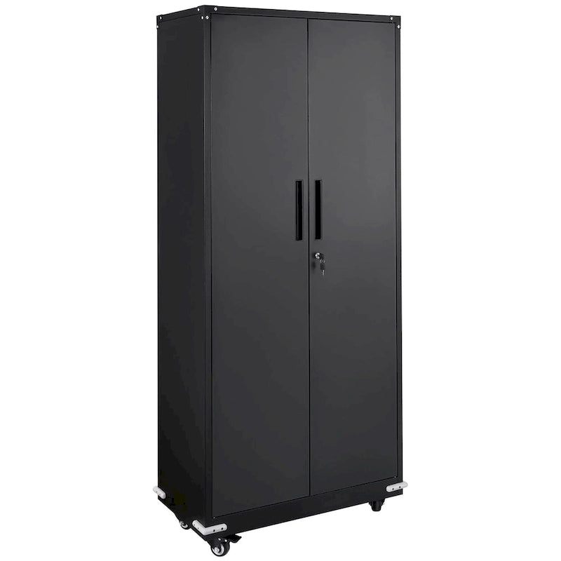 75 Inch Locking Metal Storage Cabinet with 4 Adjustable Shelves and 2 Magnetic Doors
