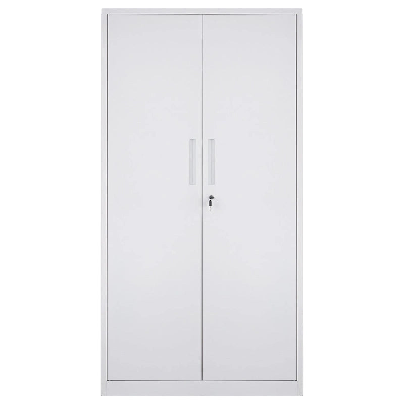 75 Inch Locking Metal Storage Cabinet with 4 Adjustable Shelves and 2 Magnetic Doors