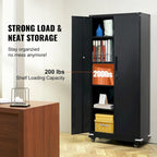 75 Inch Locking Metal Storage Cabinet with 4 Adjustable Shelves and 2 Magnetic Doors