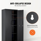 75 Inch Locking Metal Storage Cabinet with 4 Adjustable Shelves and 2 Magnetic Doors