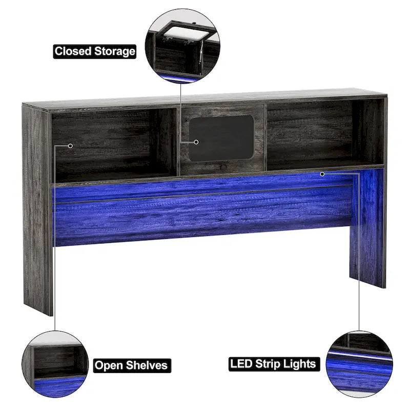 L-shaped Executive Desk Office Computer Table with Top Hutch and Charge Station