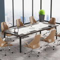 6.56 FT Conference Table for 8 People, Large Office Meeting Table with Metal Frame - 39.37  D x 78.74  W x 29.53  H