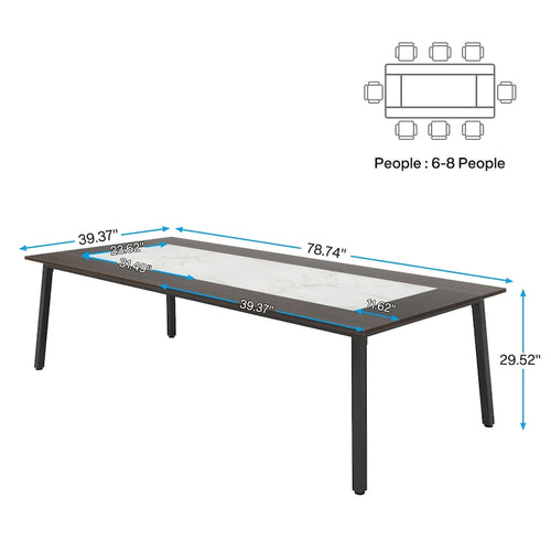 6.56 FT Conference Table for 8 People, Large Office Meeting Table with Metal Frame - 39.37  D x 78.74  W x 29.53  H
