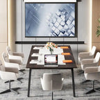 6.56 FT Conference Table for 8 People, Large Office Meeting Table with Metal Frame - 39.37  D x 78.74  W x 29.53  H