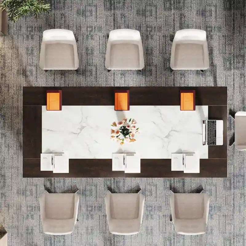 6.56 FT Conference Table for 8 People, Large Office Meeting Table with Metal Frame - 39.37  D x 78.74  W x 29.53  H