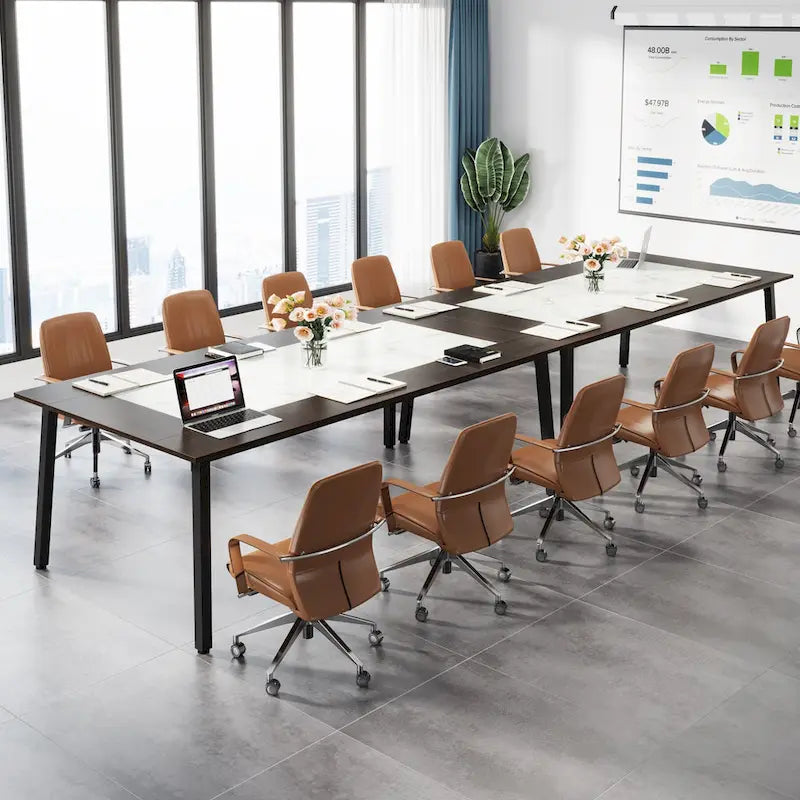 6.56 FT Conference Table for 8 People, Large Office Meeting Table with Metal Frame - 39.37  D x 78.74  W x 29.53  H