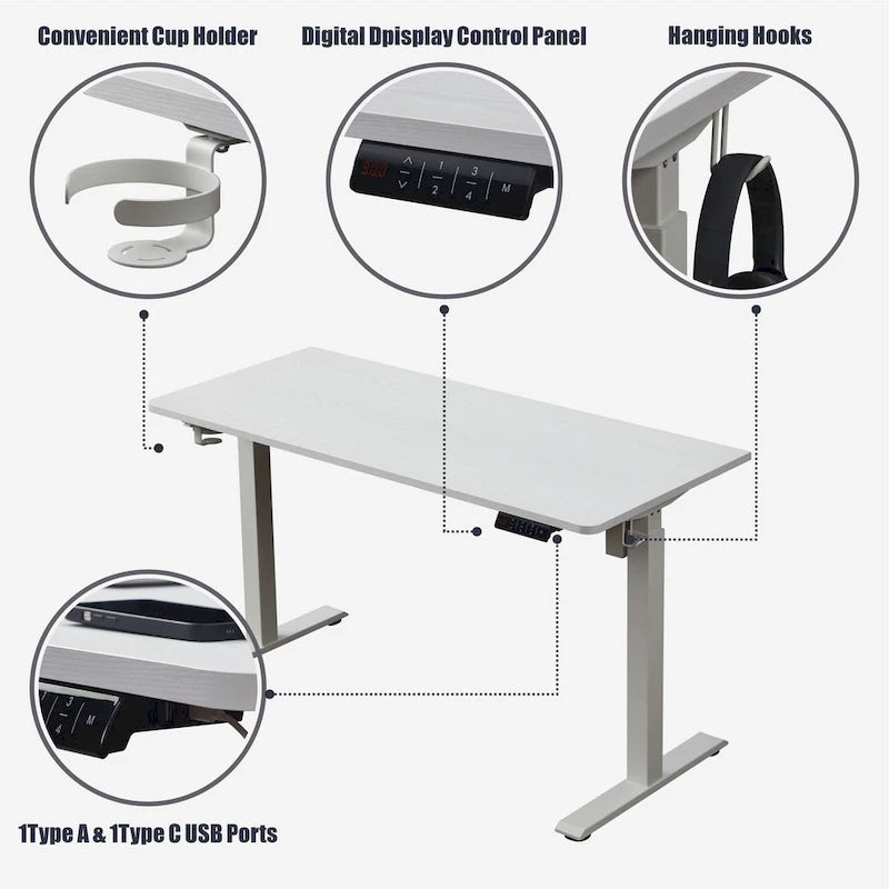 KOWO K3041 55  Electric Height Adjustable Desk - Sit Stand Workstation for Home Office, Memory Preset