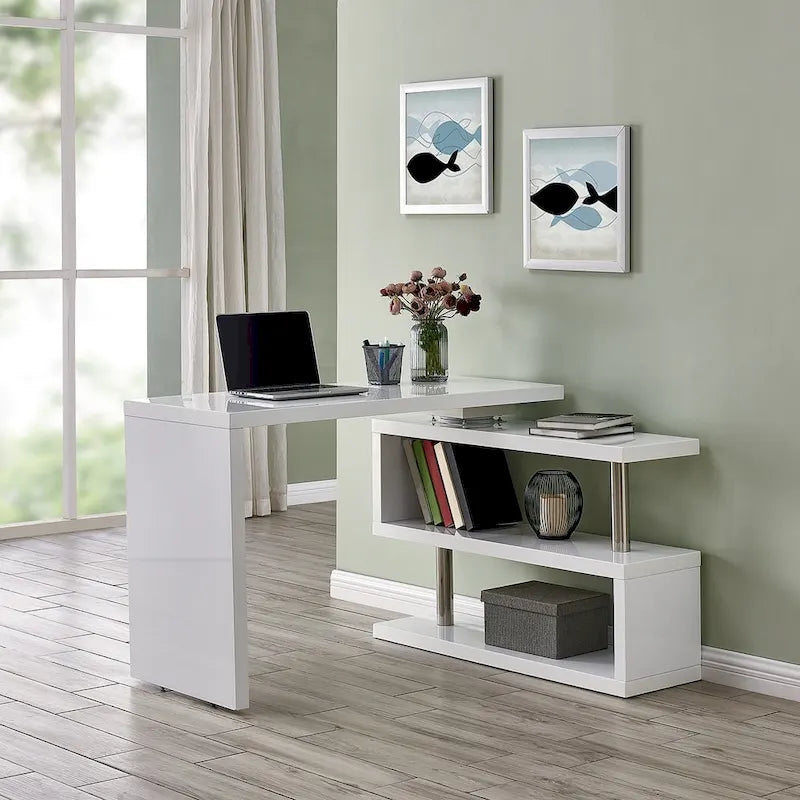 SEI Furniture Ballintoy Rotating Desk with Shelving
