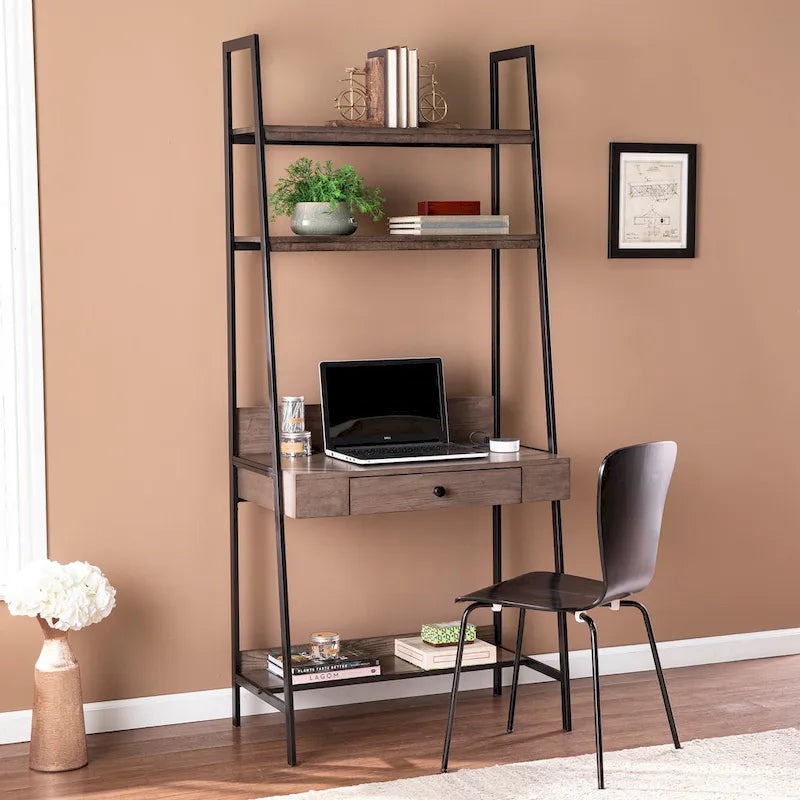 SEI Furniture Luesta Industrial Gray Wood Ladder Desk