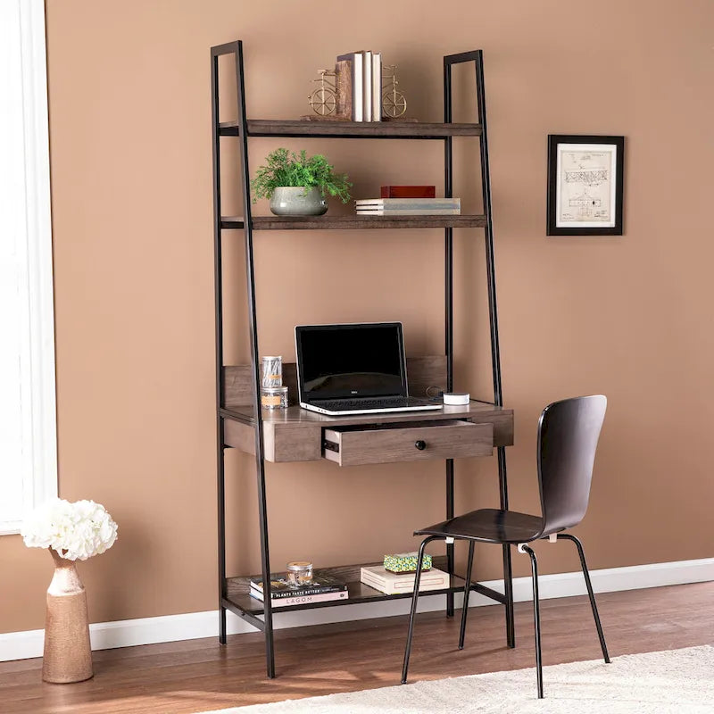 SEI Furniture Luesta Industrial Gray Wood Ladder Desk