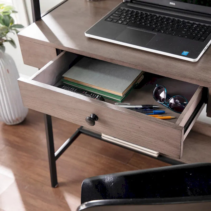 SEI Furniture Luesta Industrial Gray Wood Ladder Desk