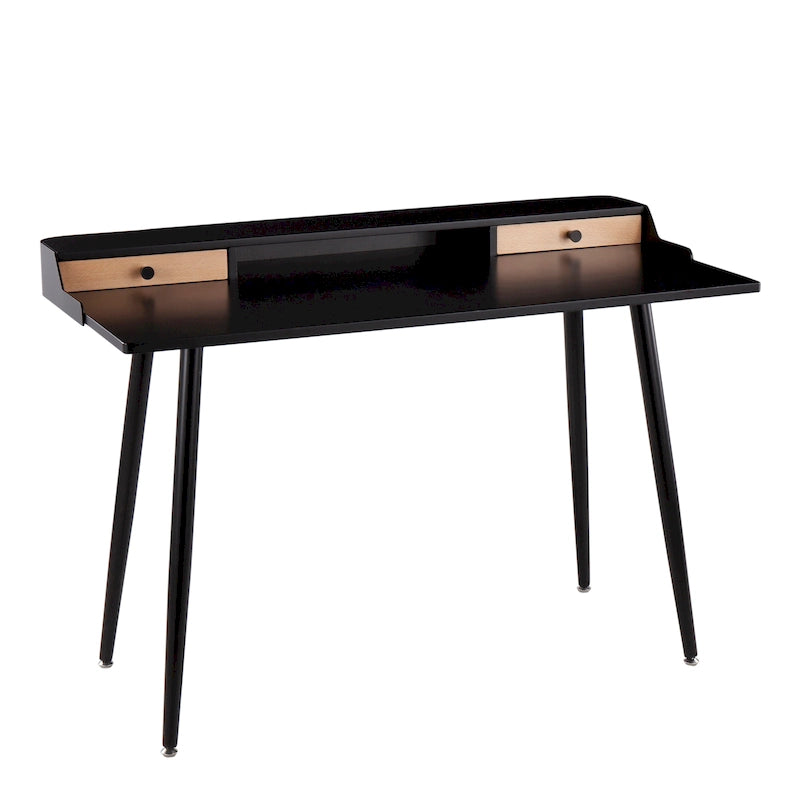 Carson Carrington Creggan Mid-Century Modern Black Metal & Wood Office Desk