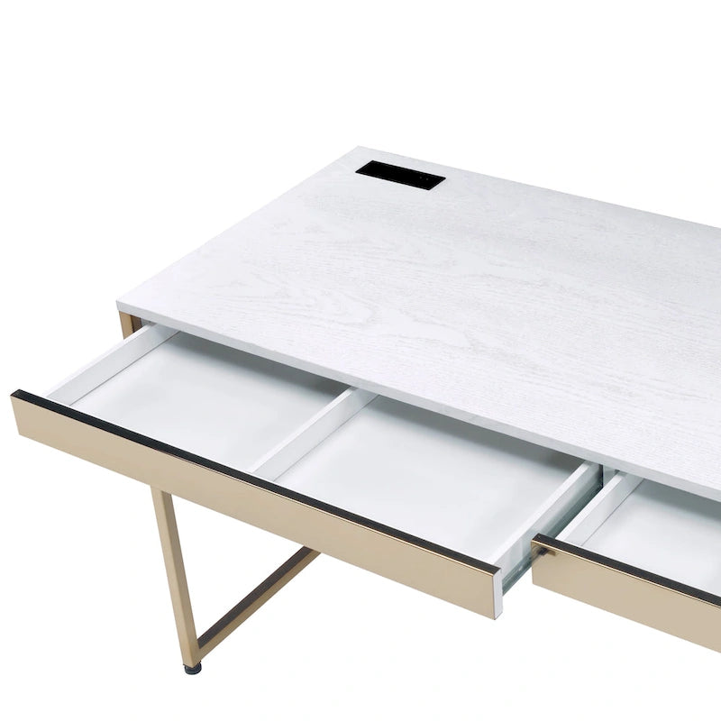 Arthur Modern 48-inch Steel Computer Desk with Charging Ports by Furniture of America