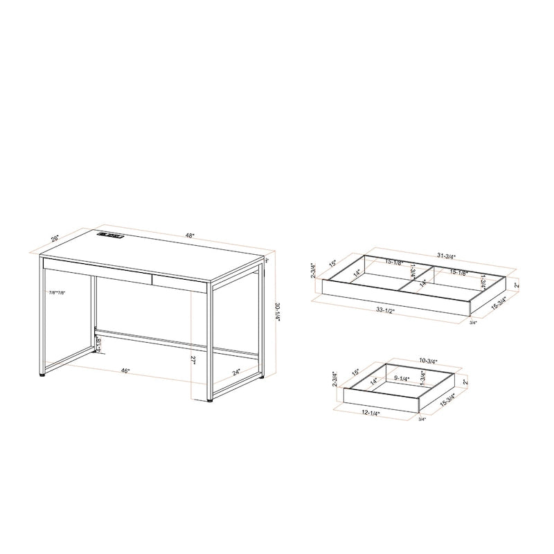 Arthur Modern 48-inch Steel Computer Desk with Charging Ports by Furniture of America