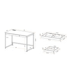 48-inch Computer Desk with Charging Ports - White/Black - Single User