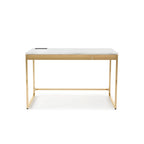 48-inch Computer Desk with Charging Ports - White/Black - Single User