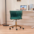 Upholstered Home Office Desk Chairs with Adjustable Swivel Wheels, Ergonomic