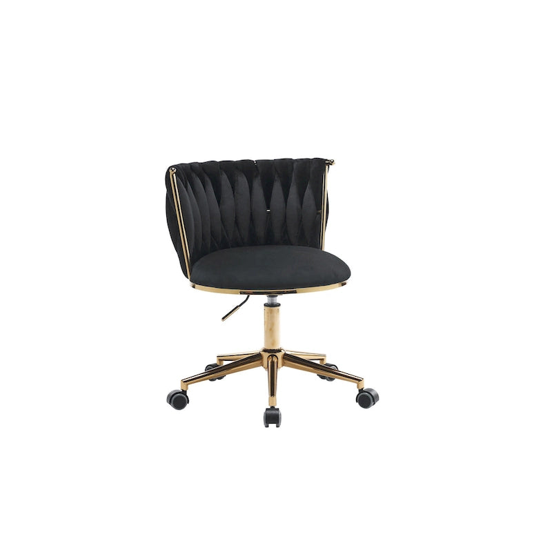 Upholstered Home Office Desk Chairs with Adjustable Swivel Wheels, Ergonomic