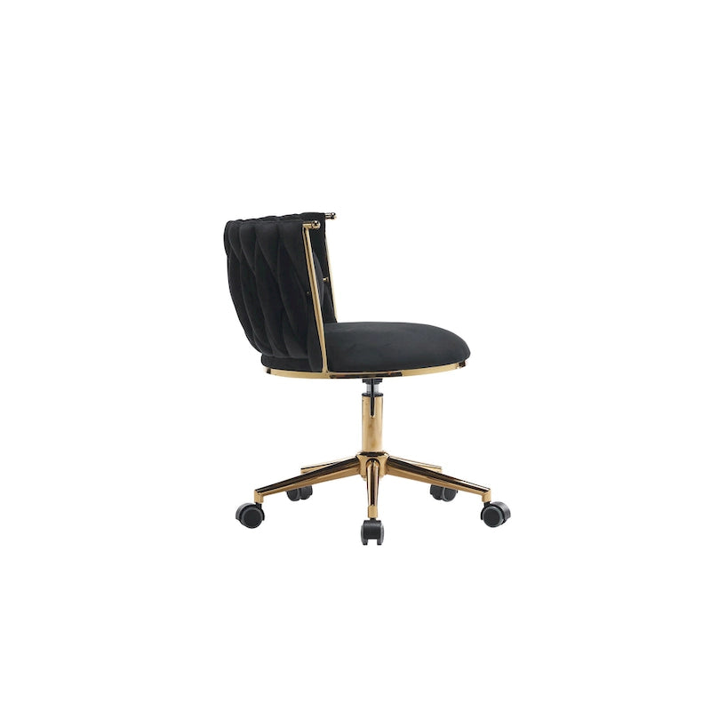 Upholstered Home Office Desk Chairs with Adjustable Swivel Wheels, Ergonomic