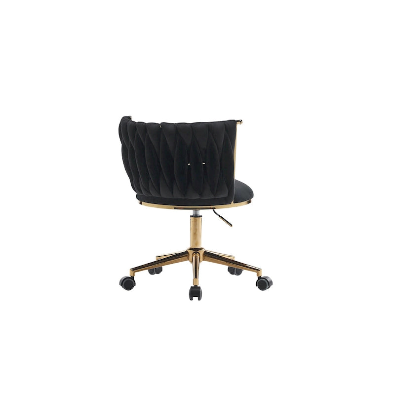 Upholstered Home Office Desk Chairs with Adjustable Swivel Wheels, Ergonomic
