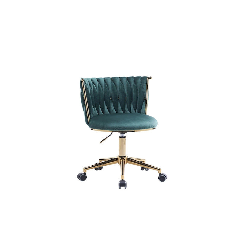 Upholstered Home Office Desk Chairs with Adjustable Swivel Wheels, Ergonomic