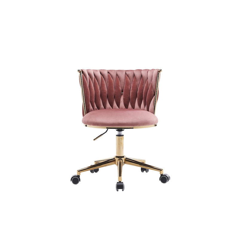 Upholstered Home Office Desk Chairs with Adjustable Swivel Wheels, Ergonomic