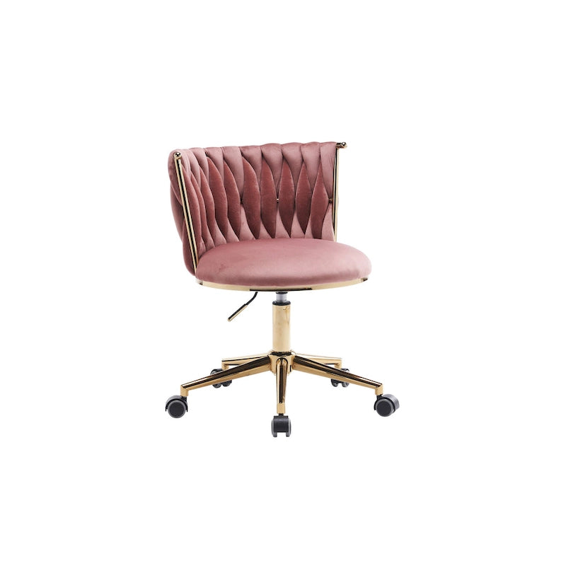 Upholstered Home Office Desk Chairs with Adjustable Swivel Wheels, Ergonomic