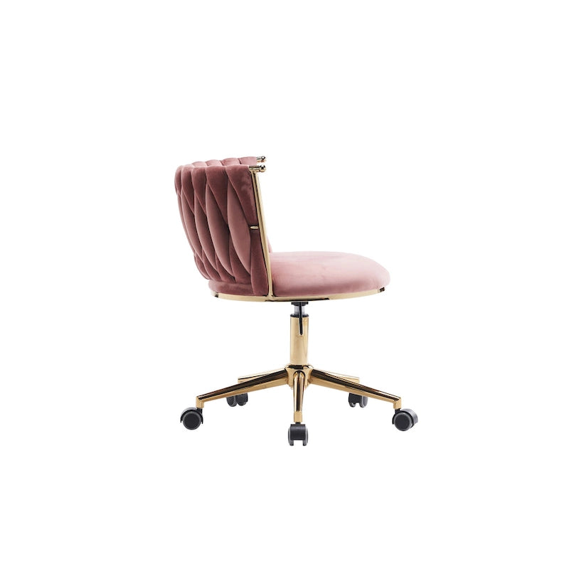 Upholstered Home Office Desk Chairs with Adjustable Swivel Wheels, Ergonomic