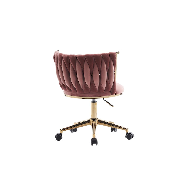 Upholstered Home Office Desk Chairs with Adjustable Swivel Wheels, Ergonomic