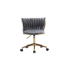 Upholstered Home Office Desk Chairs with Adjustable Swivel Wheels, Ergonomic